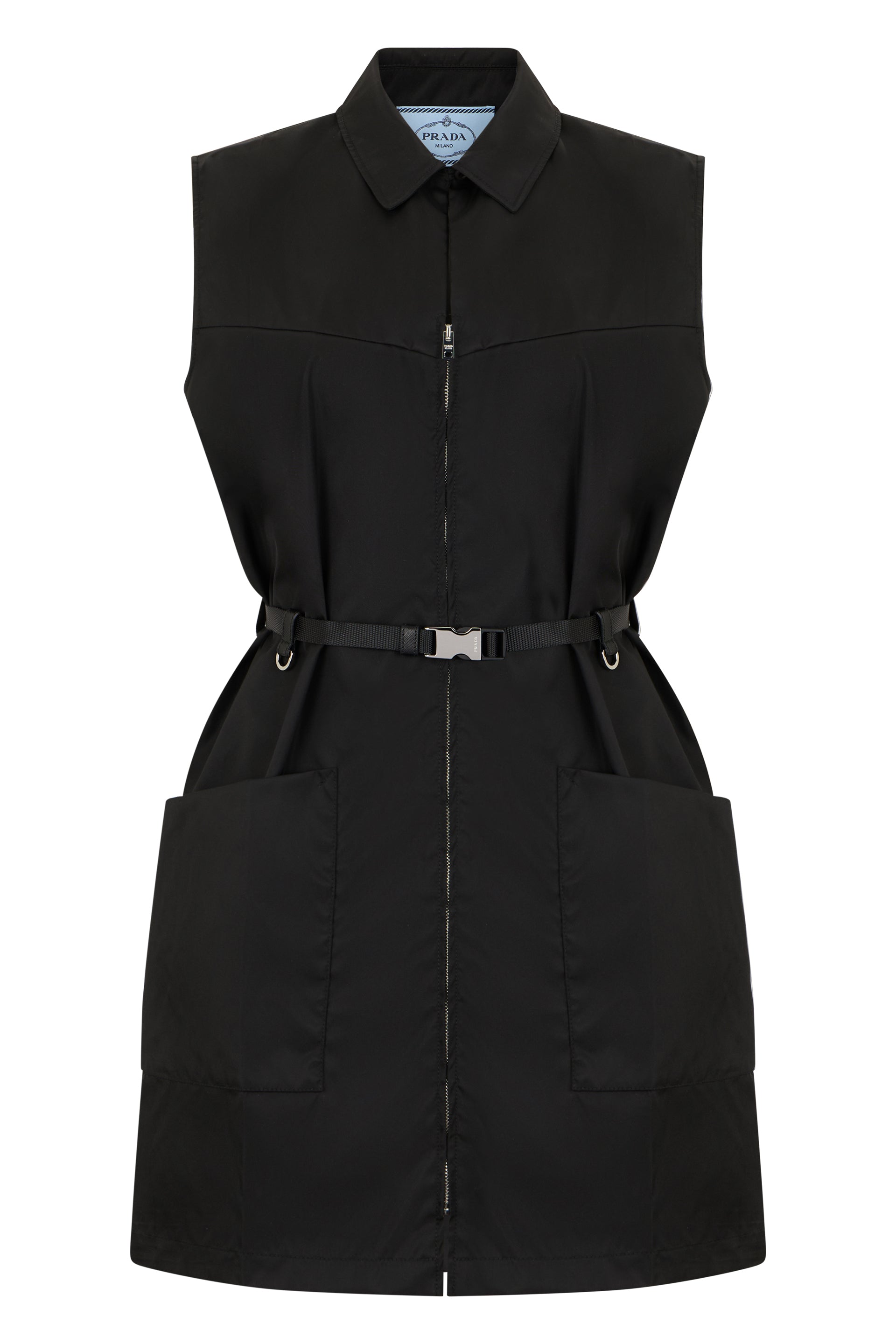 Mini Sleeveless Dress with Zip and Waist Belt