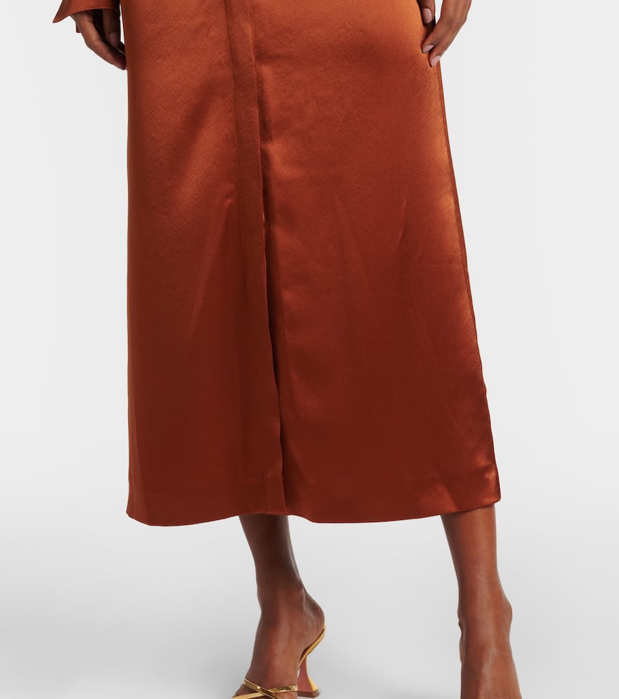 Hock gathered satin midi dress