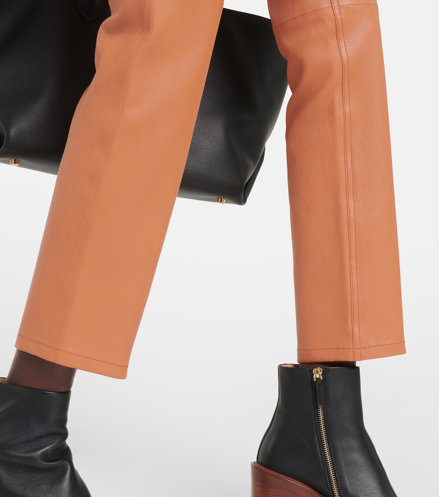 High-rise leather pants