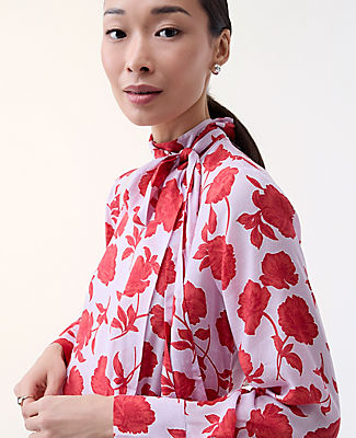 Ann Taylor Floral Bow Blouse