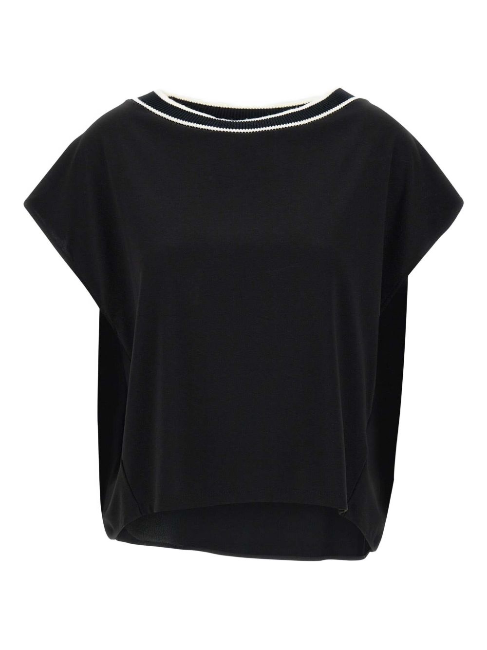 Stripe-trim T-shirt - Black