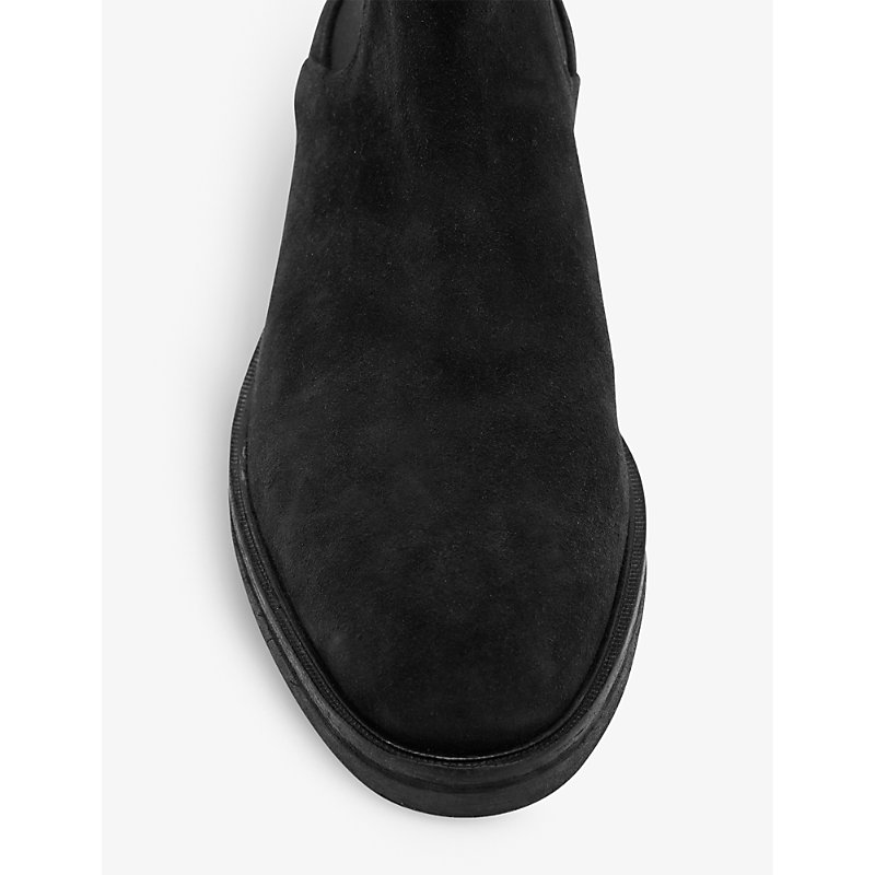 Mens Black Creed Brand-embossed Suede Chelsea Boots
