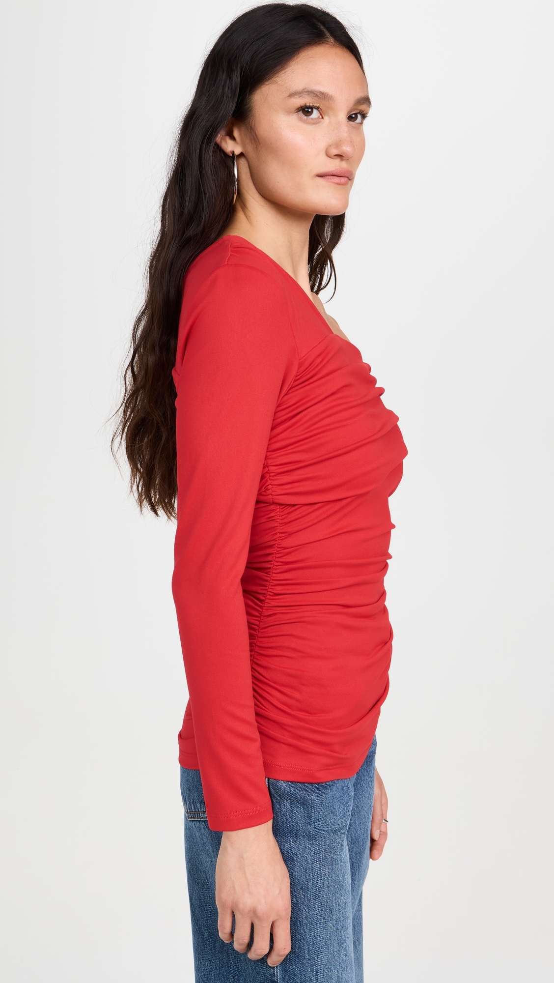 Carryover One Shoulder Off Shoulder Top 8 Perfect Red