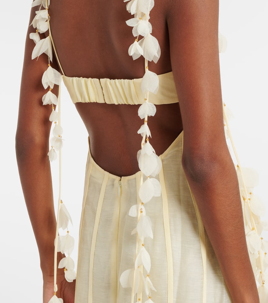 Dawning linen and silk midi dress