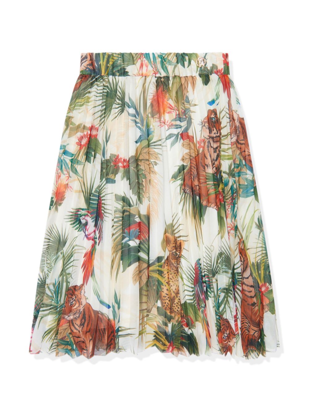 Jungle-print silk skirt - White