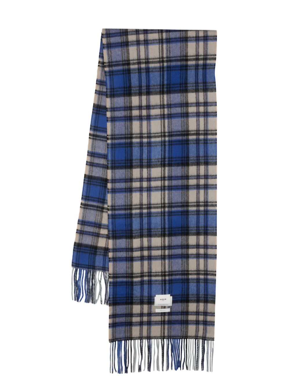Check-pattern wool scarf - Blue