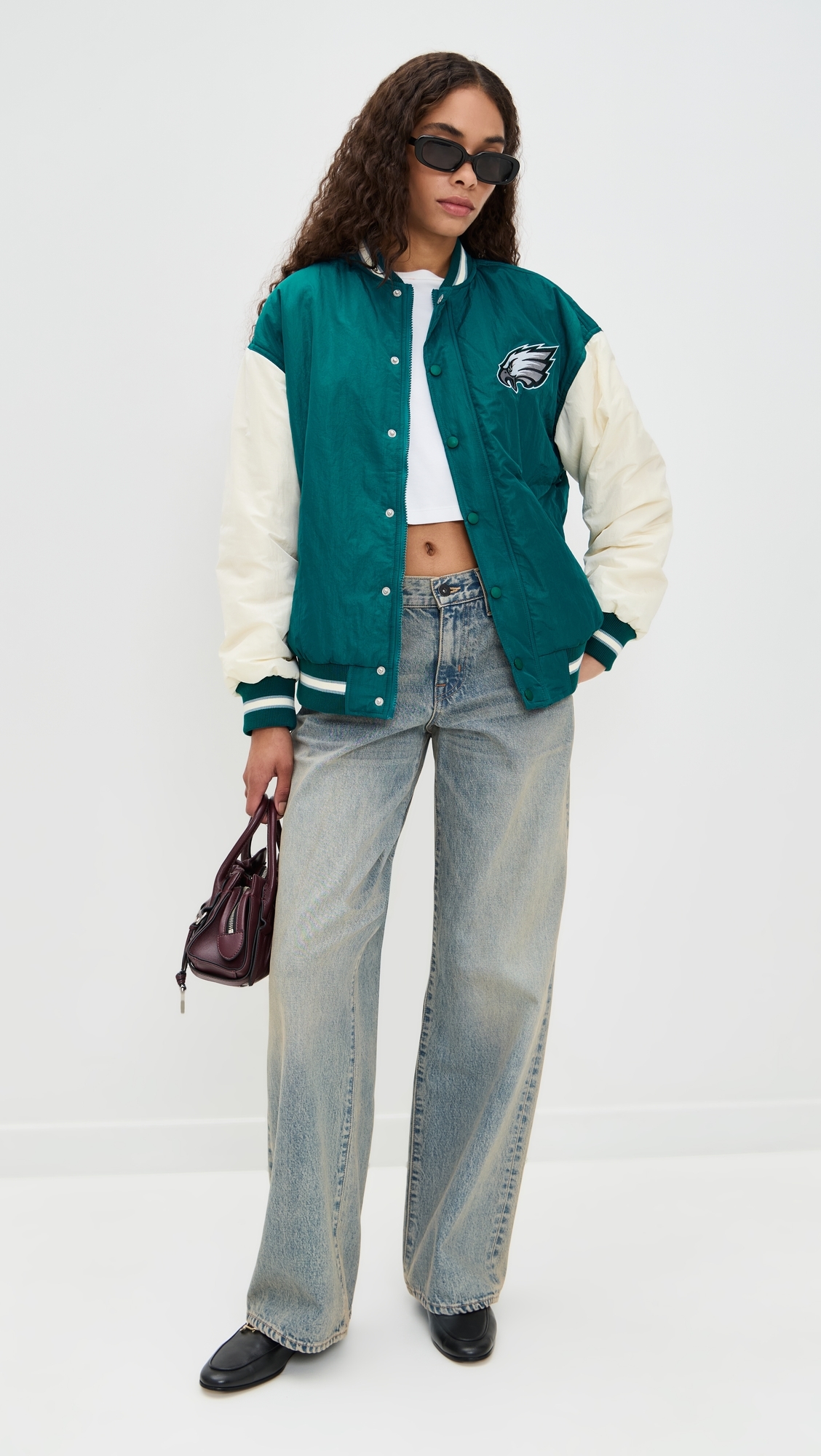 Eagles Colorblock Bomber Jacket Eagles Midnight Green/Sugar