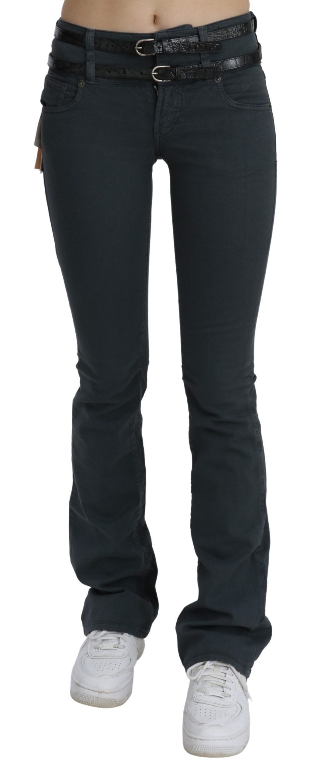 Mid Waist Slim Fla blue Trouser Women's Jeans (Pre-Owned)