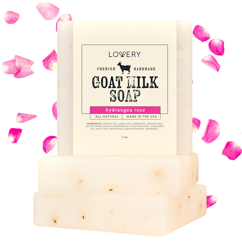Handmade Goat Milk Soap Bar With Organic Shea Butter - Hydrangea Rose Scent