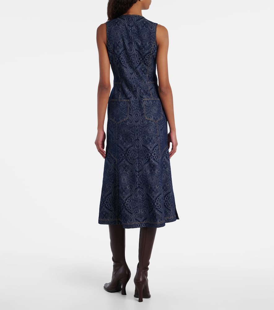 Printed denim midi dress