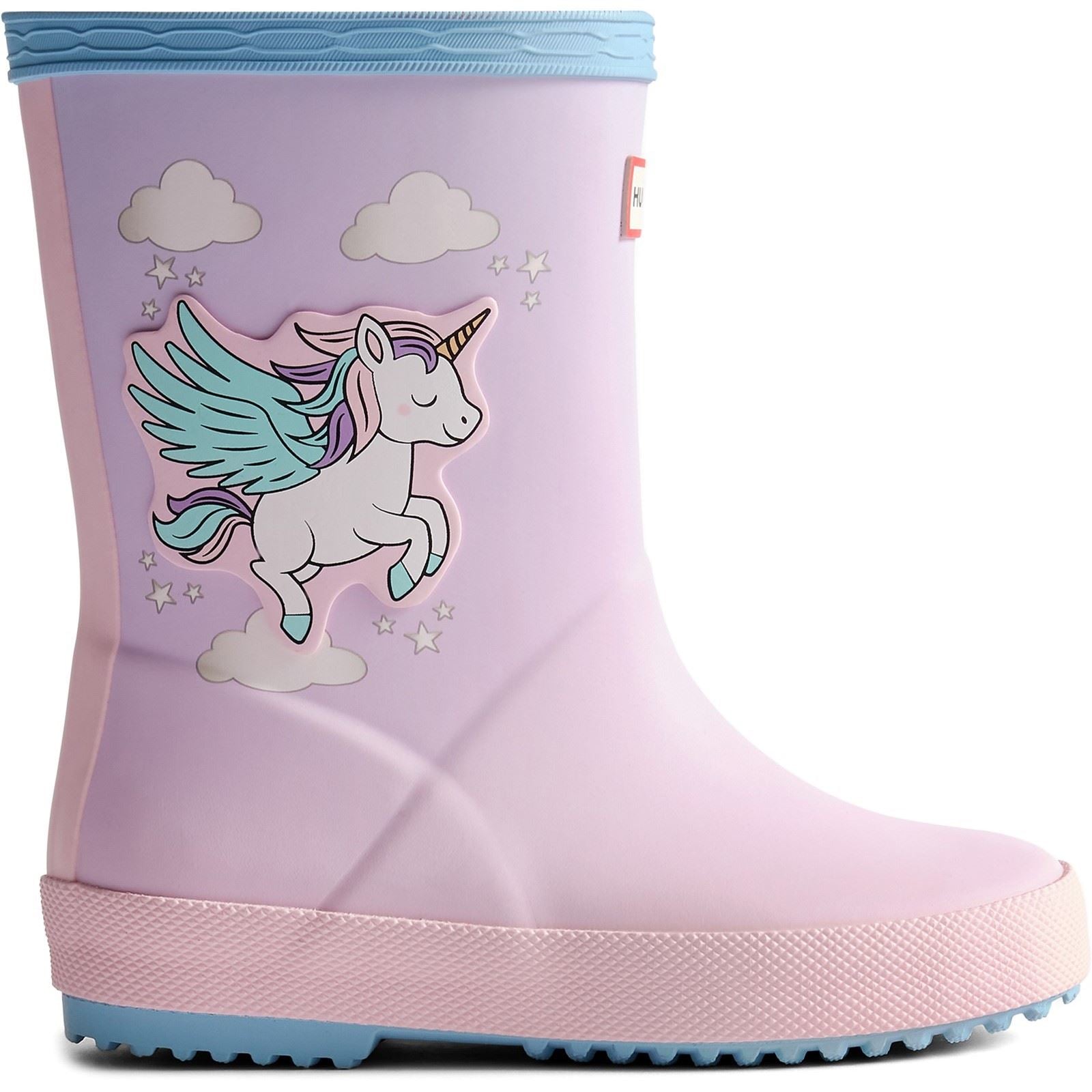 Hunter Kids First Unicorn Print Boot Rubber Girls's Blue Frost/ Parfait Pink Wellington Boot