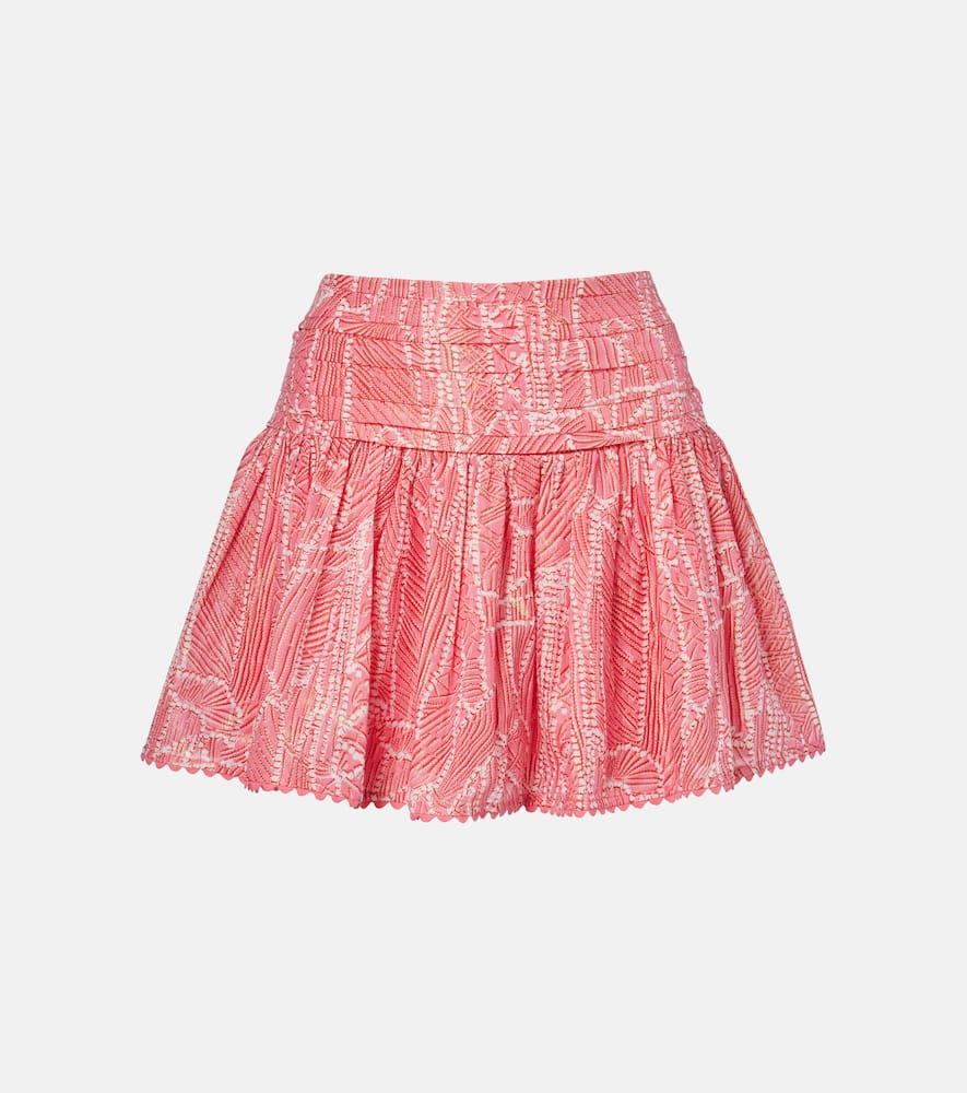 Colleen printed cotton-blend lamé miniskirt