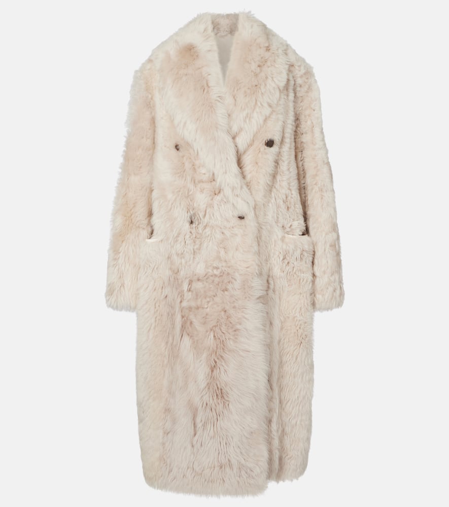 Double-breasted shearling coat