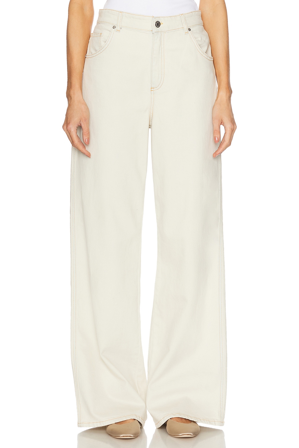 Blumarine Wide Leg Jeans in Ice Blue - White.  42 also in 36