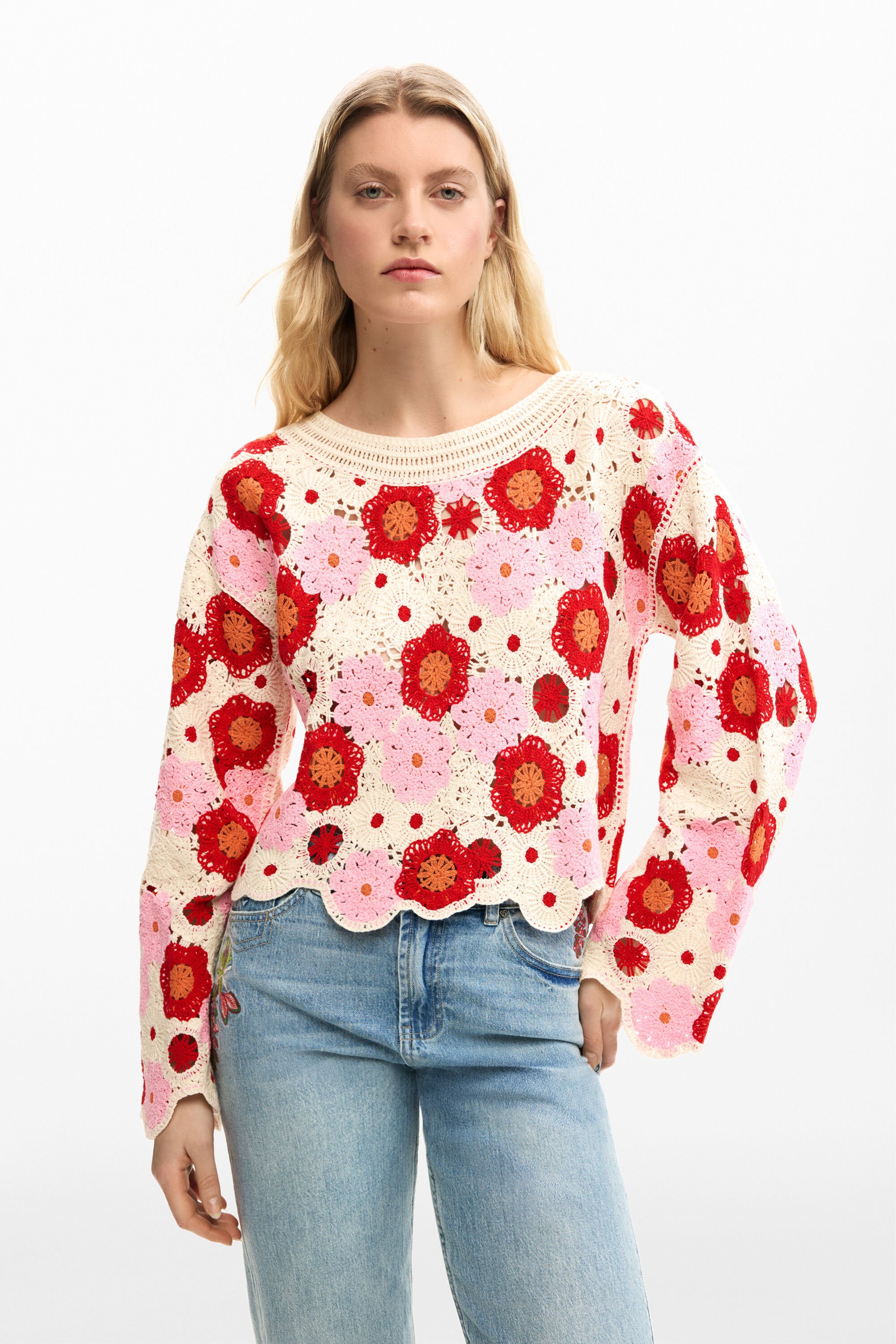 Crochet flower sweater