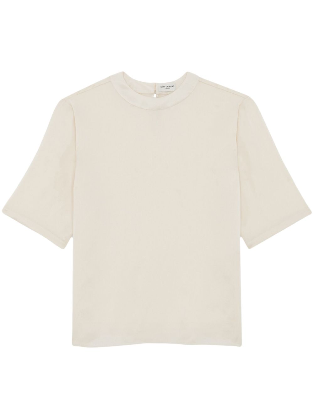 Round-neck silk T-shirt - Neutrals