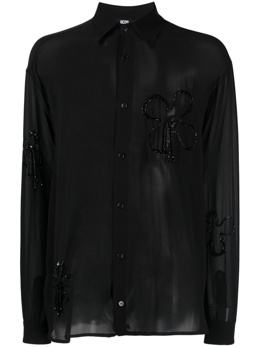 Bead-embellished silk shirt - Black