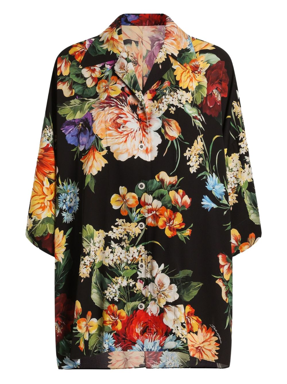Floral-print shirt - Black