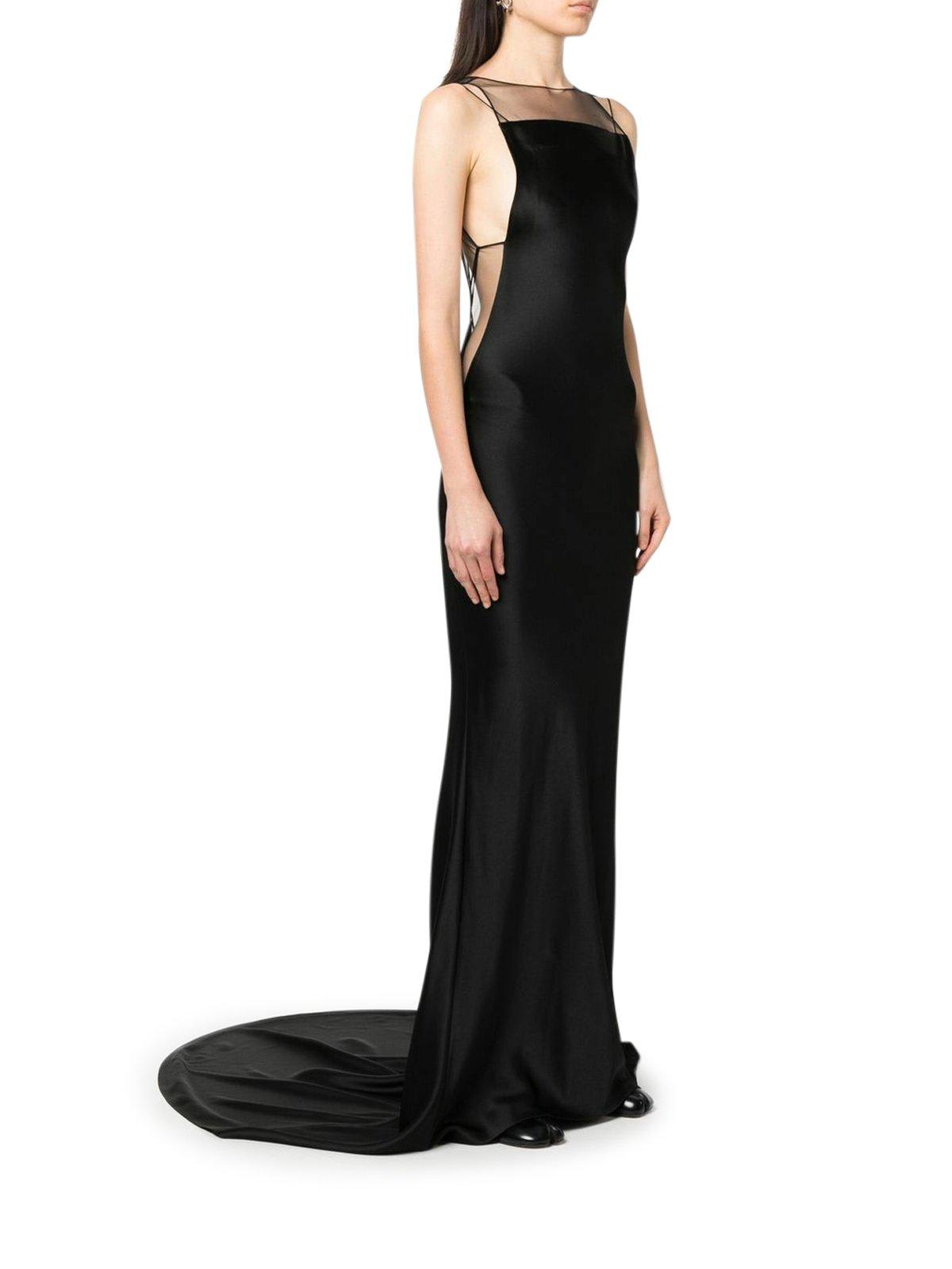 Mesh-detail fishtail gown