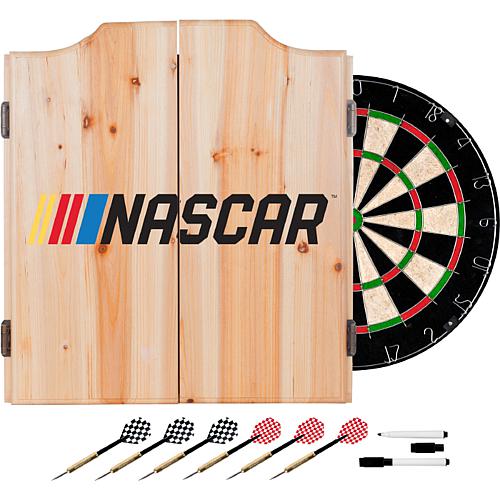 Trademark Global NASCAR Beveled Wood Dart Cabinet Set