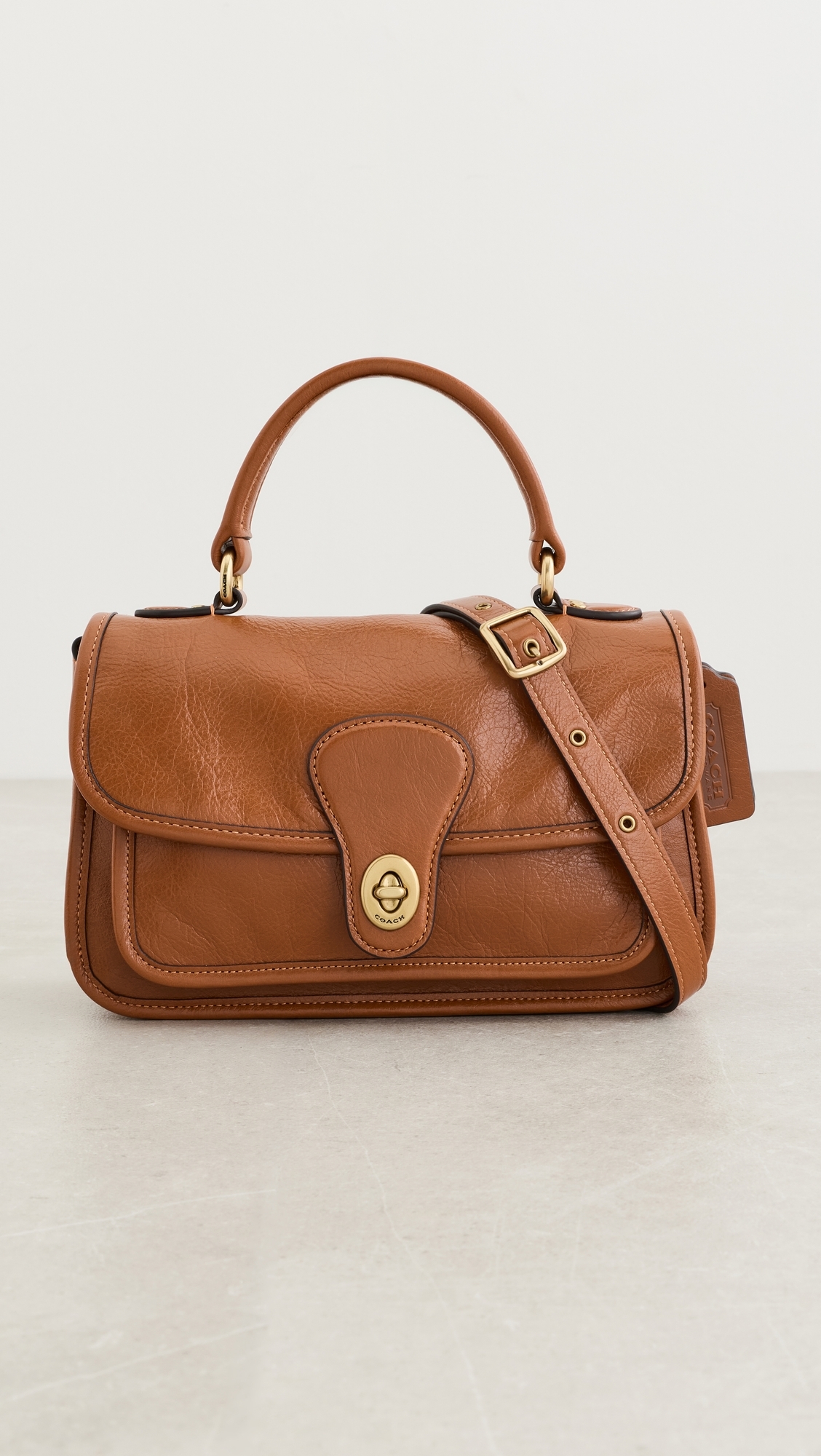 Glazed Grain Leather Metropolitan Bag 24 Amber Brown One Size