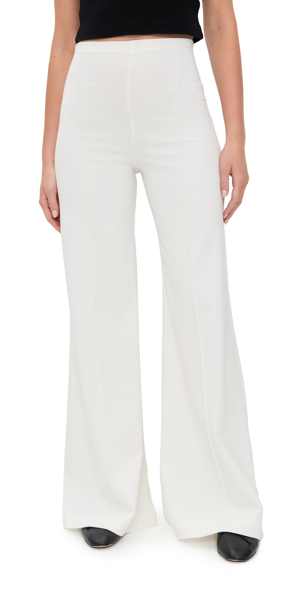 Ponte Knit Wide Leg Pants Off White