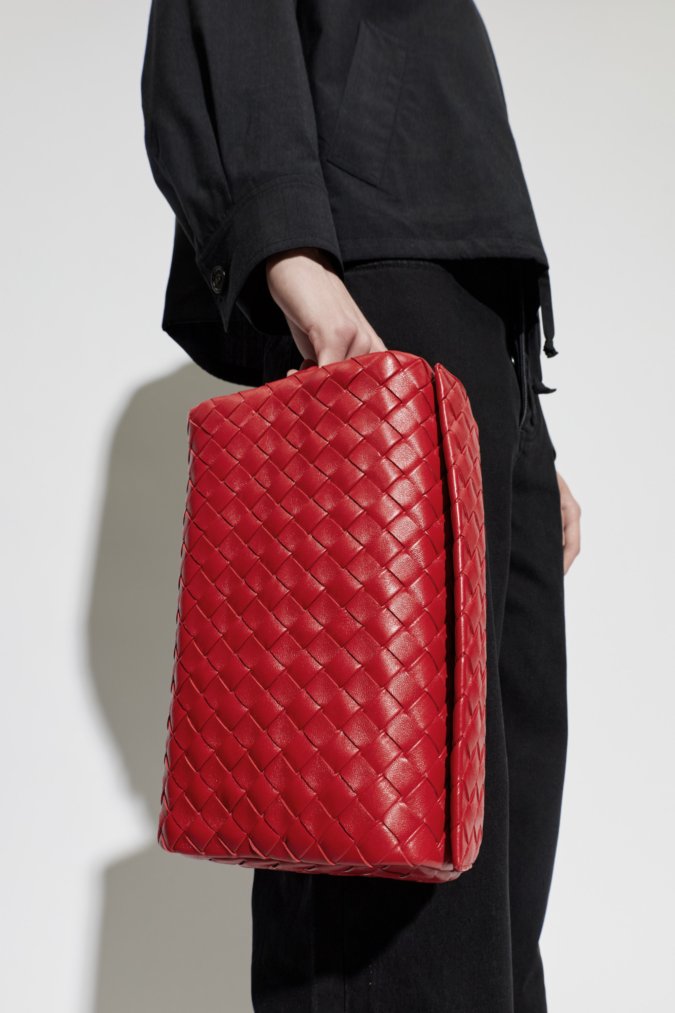Leather Handbag "Small Cubo", Men's, Red