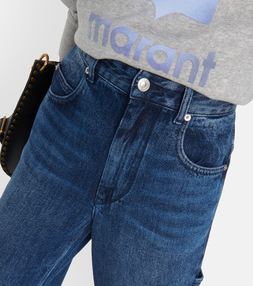 High-rise denim cargo pants
