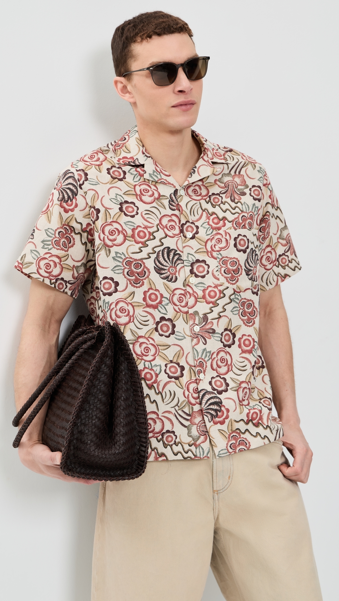 Flowers Painting Camp Shirt Red/Brown/Raw/Green/Yellow