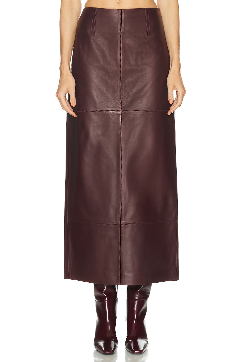 SRG Mango Leather Skirt in Burgundy