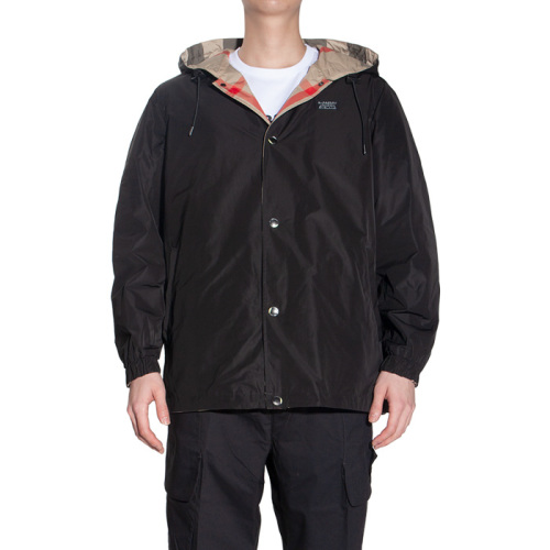 Black Reversible Waterproof Jacket In Polyester Man