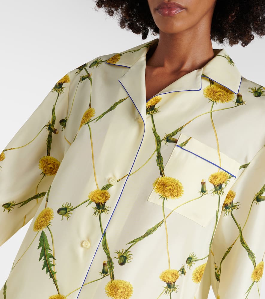 Floral silk poplin pajama shirt