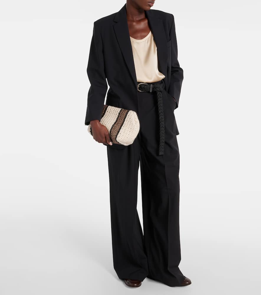 Wool-blend wide-leg pants