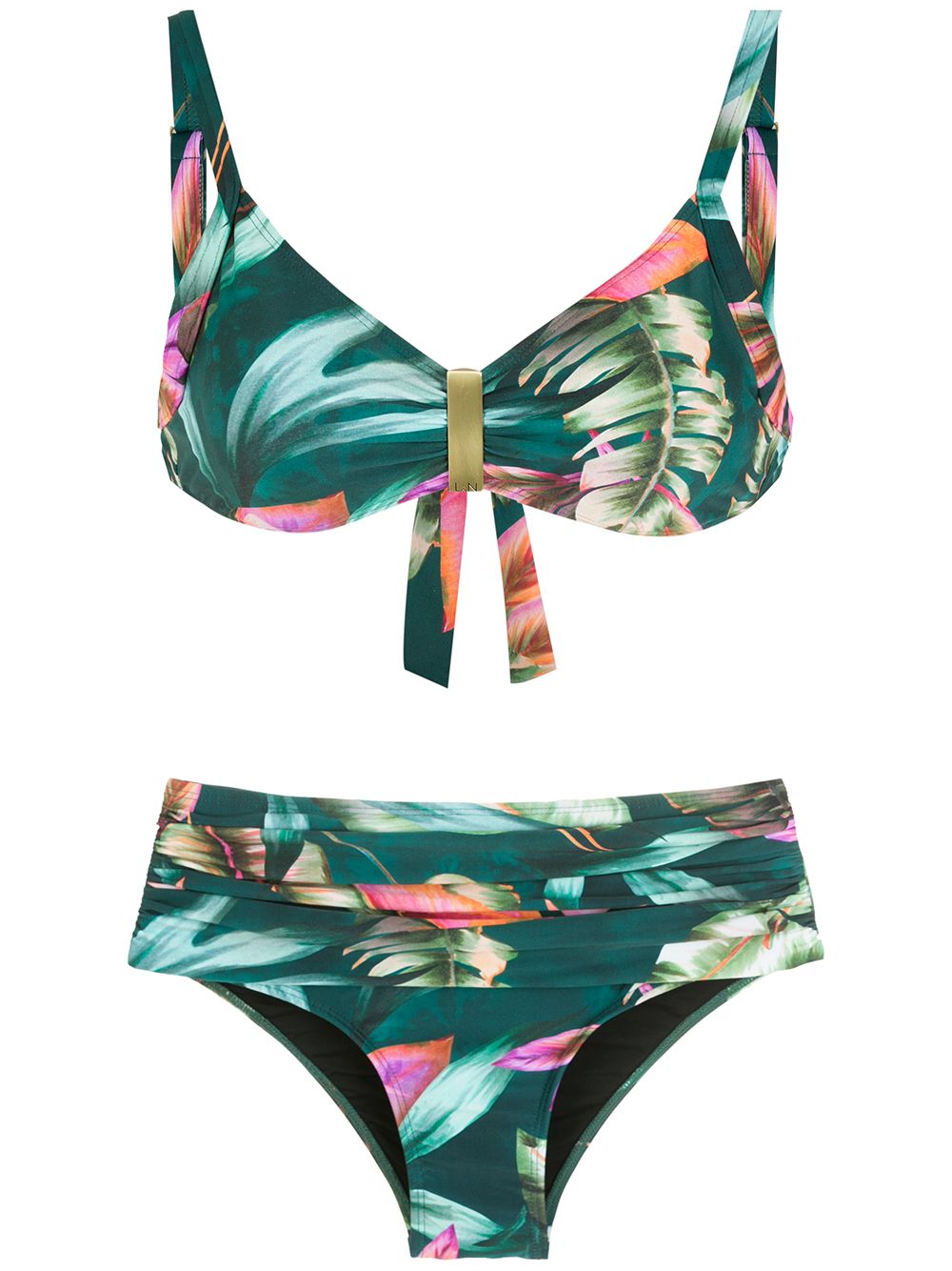 Anne leaf-print bikini - Green