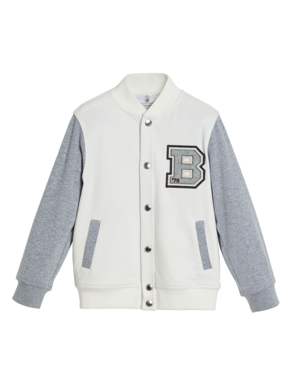 Appliqué panelled bomber jacket - White