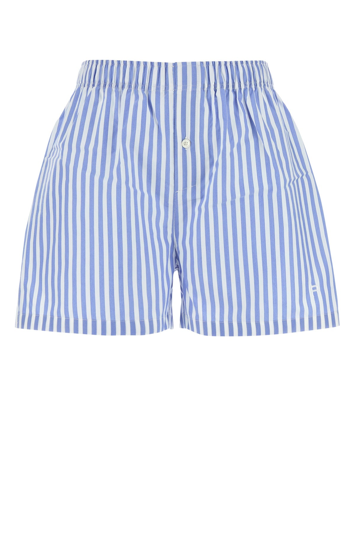 Striped Cotton Shorts — Blue