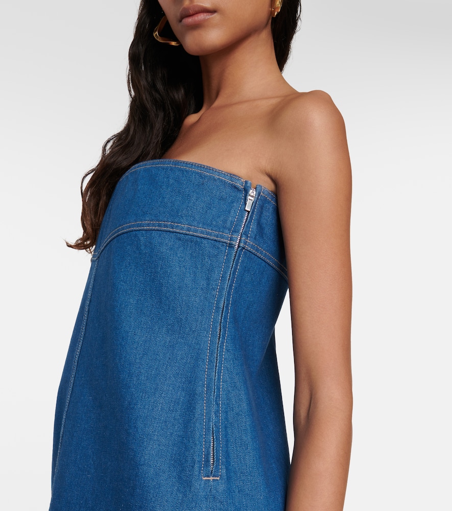 Strapless denim midi dress