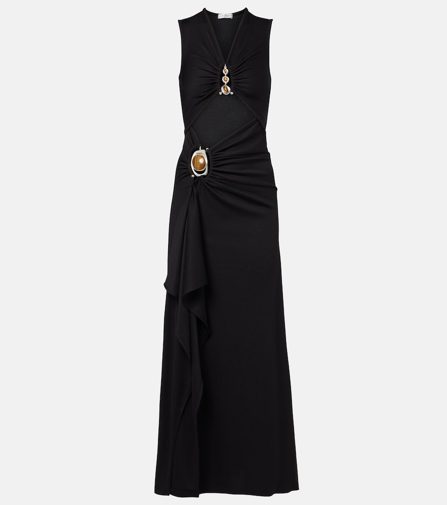 Droplet Crystal cutout embellished maxi dress