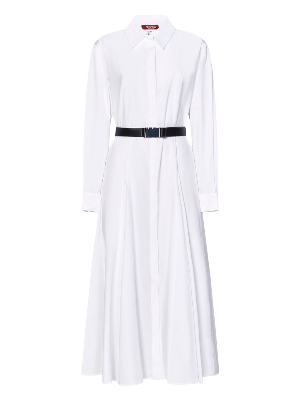 Gabardine shirt midi dress - White