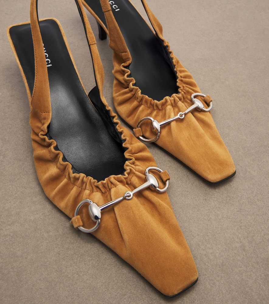 Vittoria Horsebit suede slingback pumps
