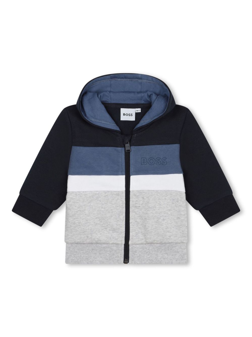 Striped hooded zipped cardigan - Blue