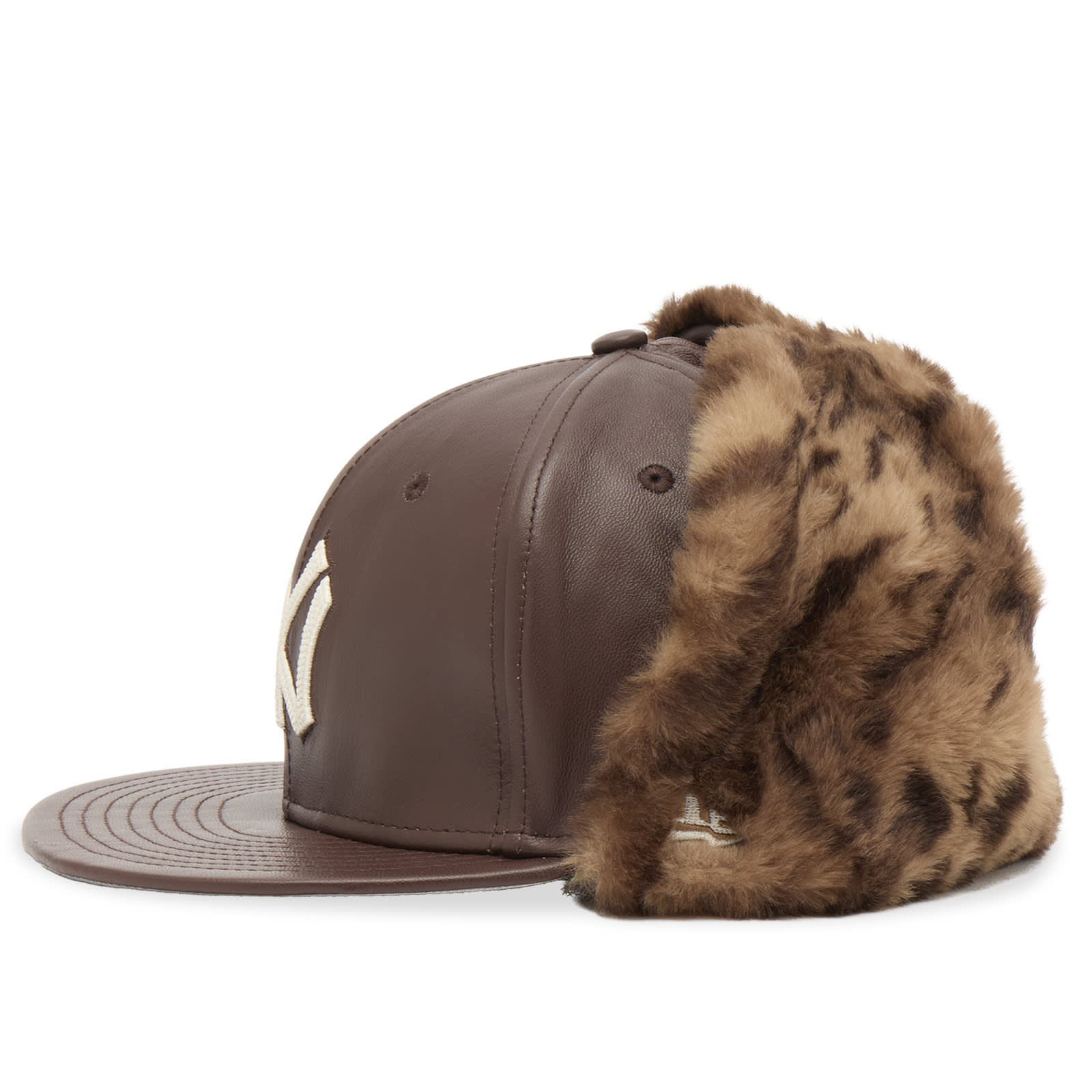 New York Yankees Leather 59Fifty Dogear Cap in Brown