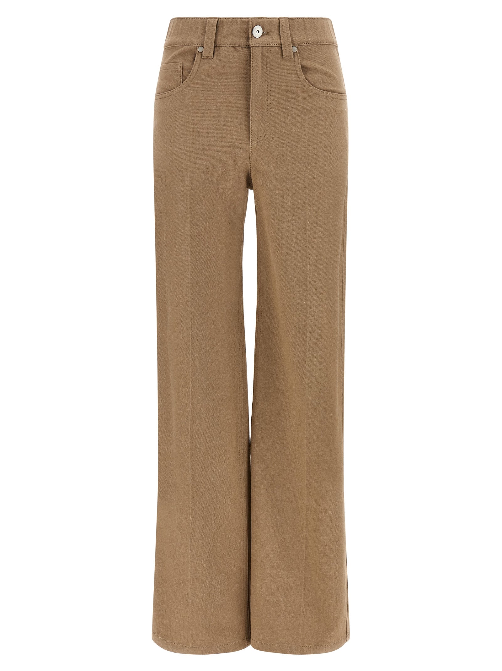 Garment-Dyed Cotton Jeans — Beige