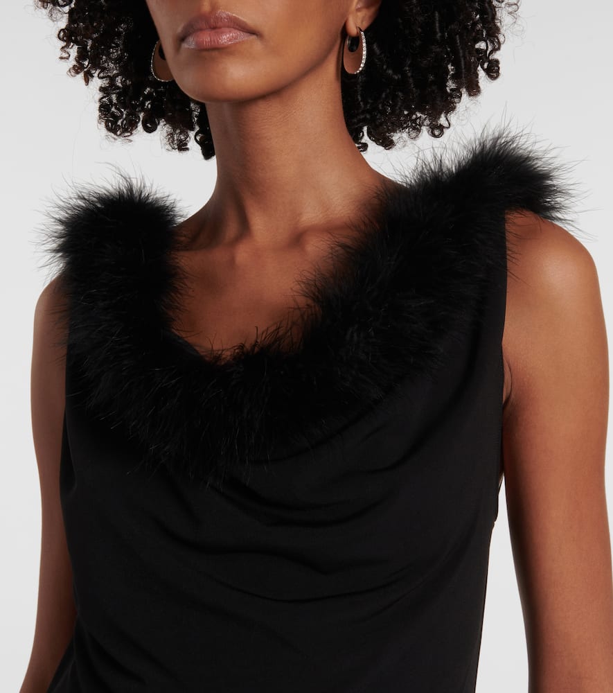 Boa feather-trimmed maxi dress