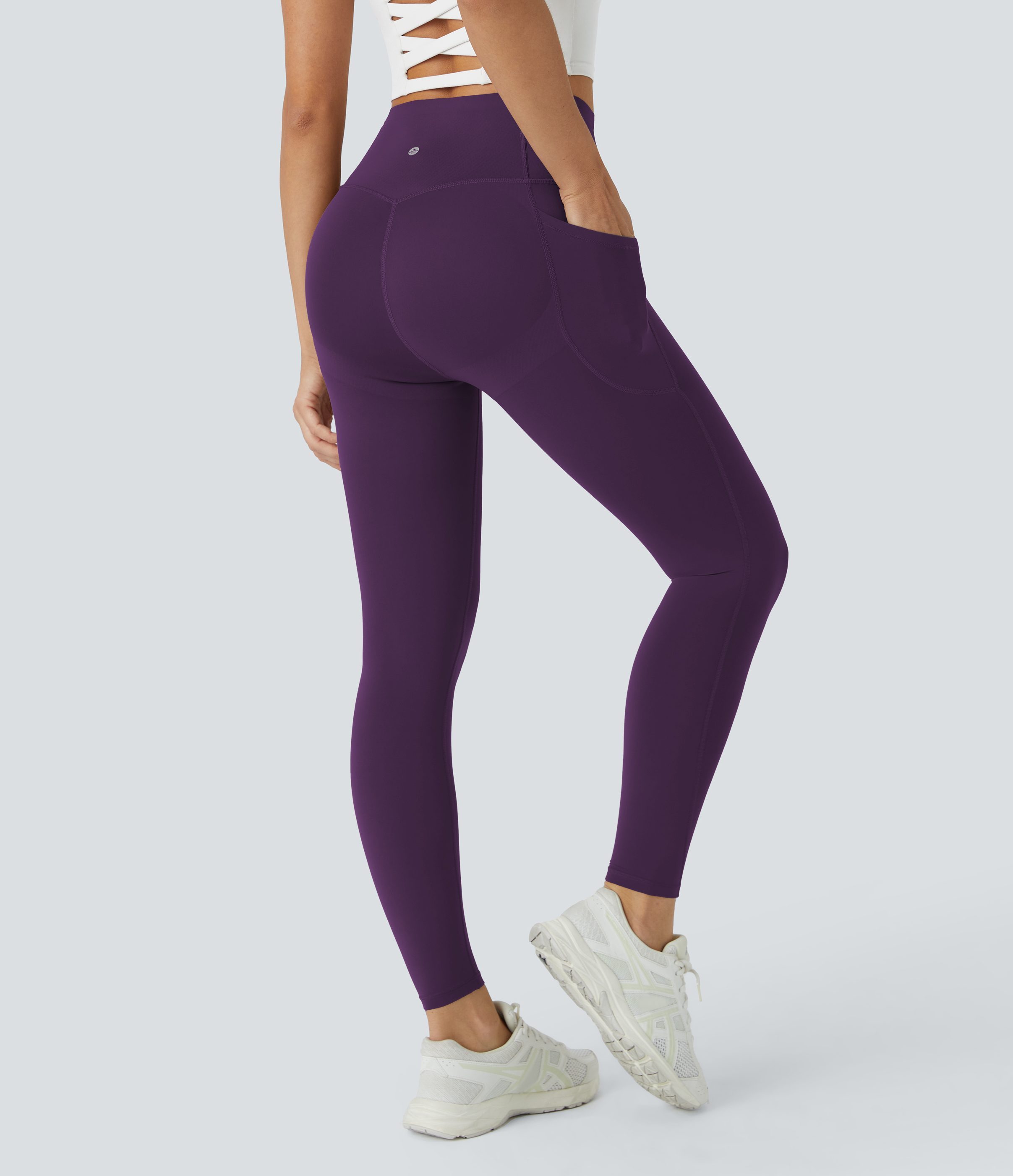 UltraSculpt™ SoCinched High Waisted Butt Lifting Tummy Control Pocket Shaping Workout Leggings  - Blackberry Cordial