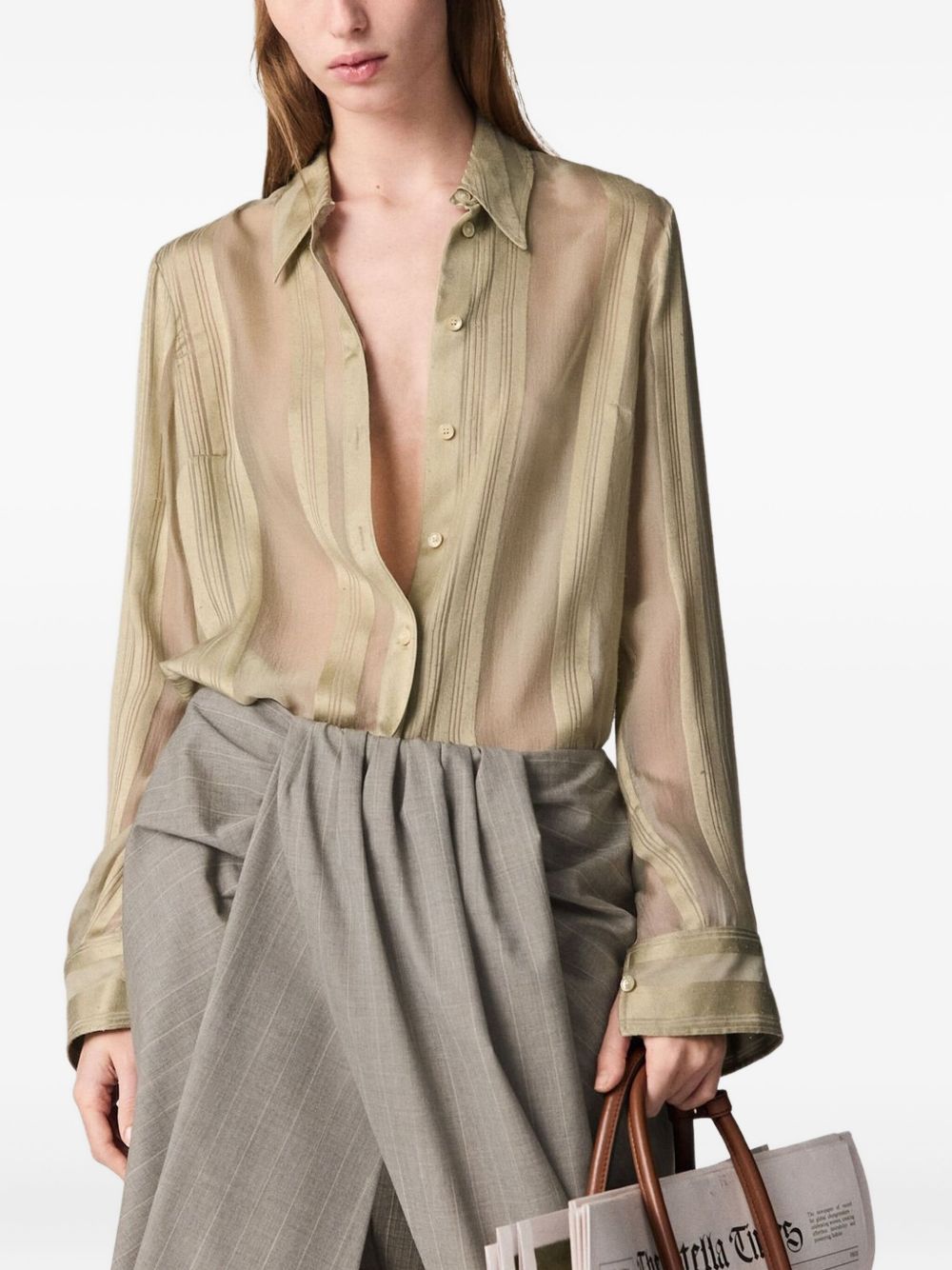 Stella McCartney sheer striped shirt - Neutrals