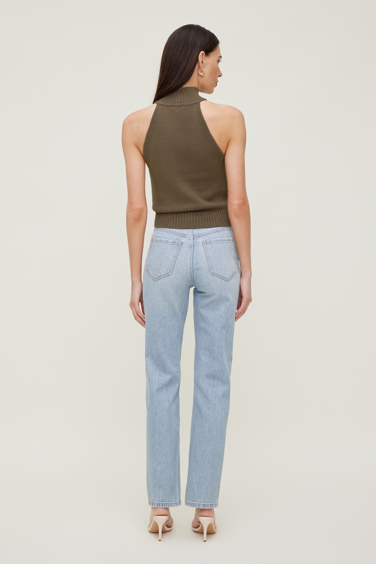 Turtleneck Sweater Tank Top - Brown - Women Clothing