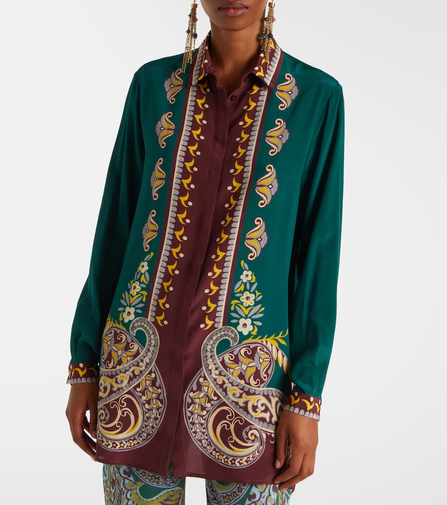 Printed oversized silk shirt