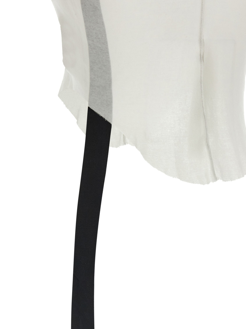 White Row Edge Ribbon Tank Top