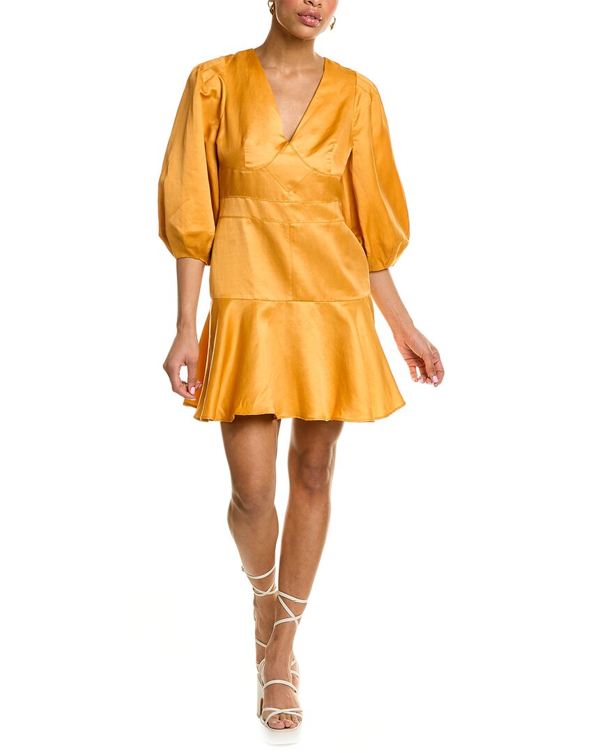 Topstitch Linen-Blend Mini Dress